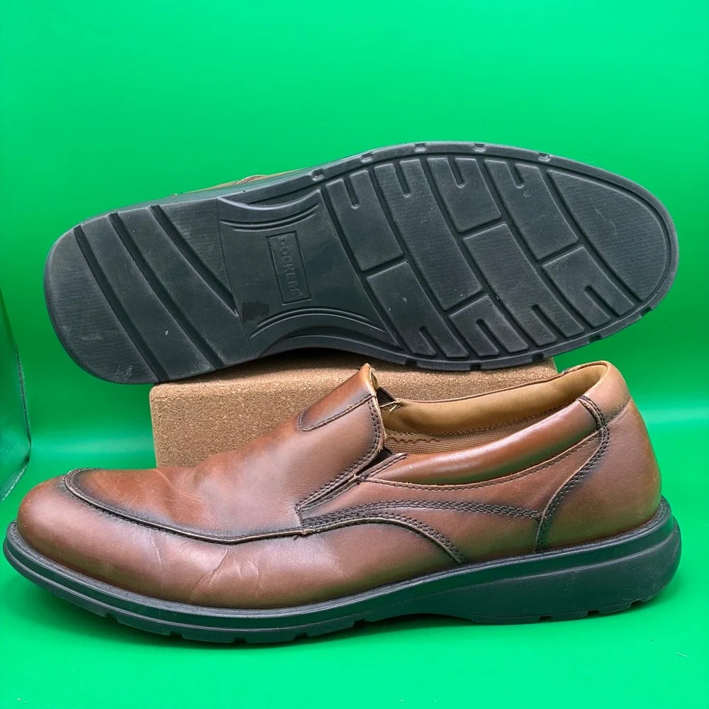 Dockers Calamar Mens 12M Dark Leather Slip On Loafers Apron Toe Casual Shoes